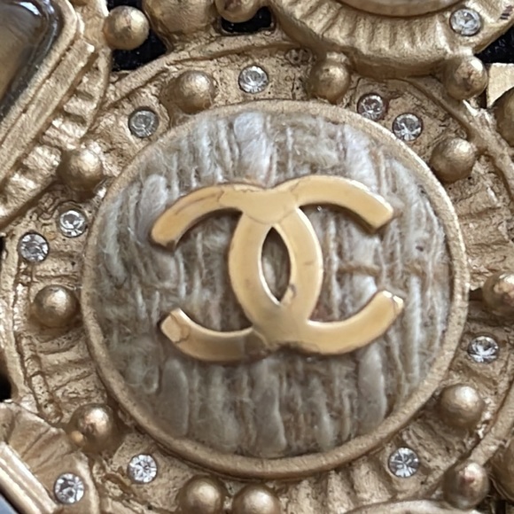 Chanel vintage logo  jewel chain link cuff bracelet - Picture 6 of 14
